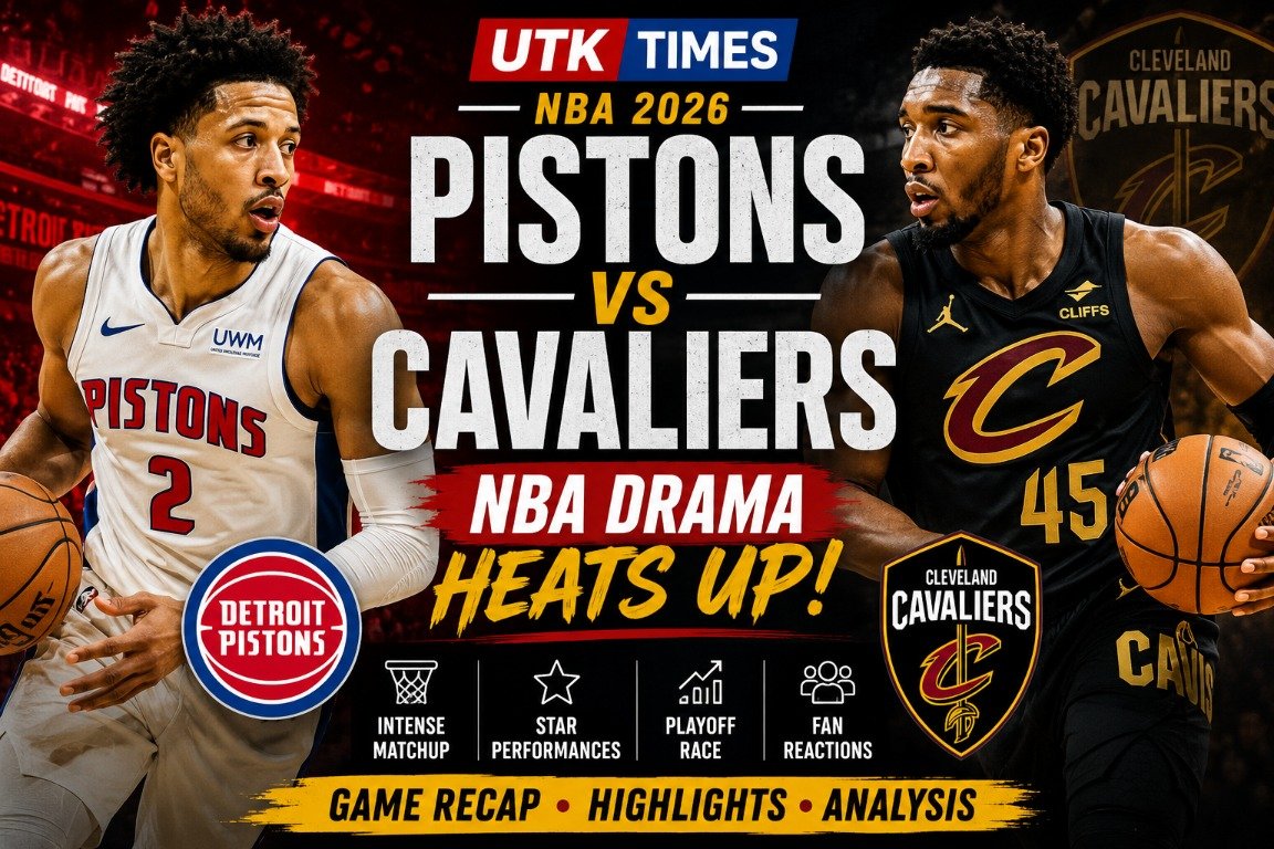 Pistons vs Cavaliers NBA 2026 trending basketball match poster